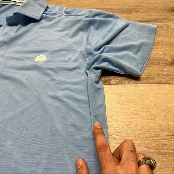 Holderness & Bourne Tailored Performance Polo Shirt medium Golfer Men Blue FLAW - Picture 6 of 10